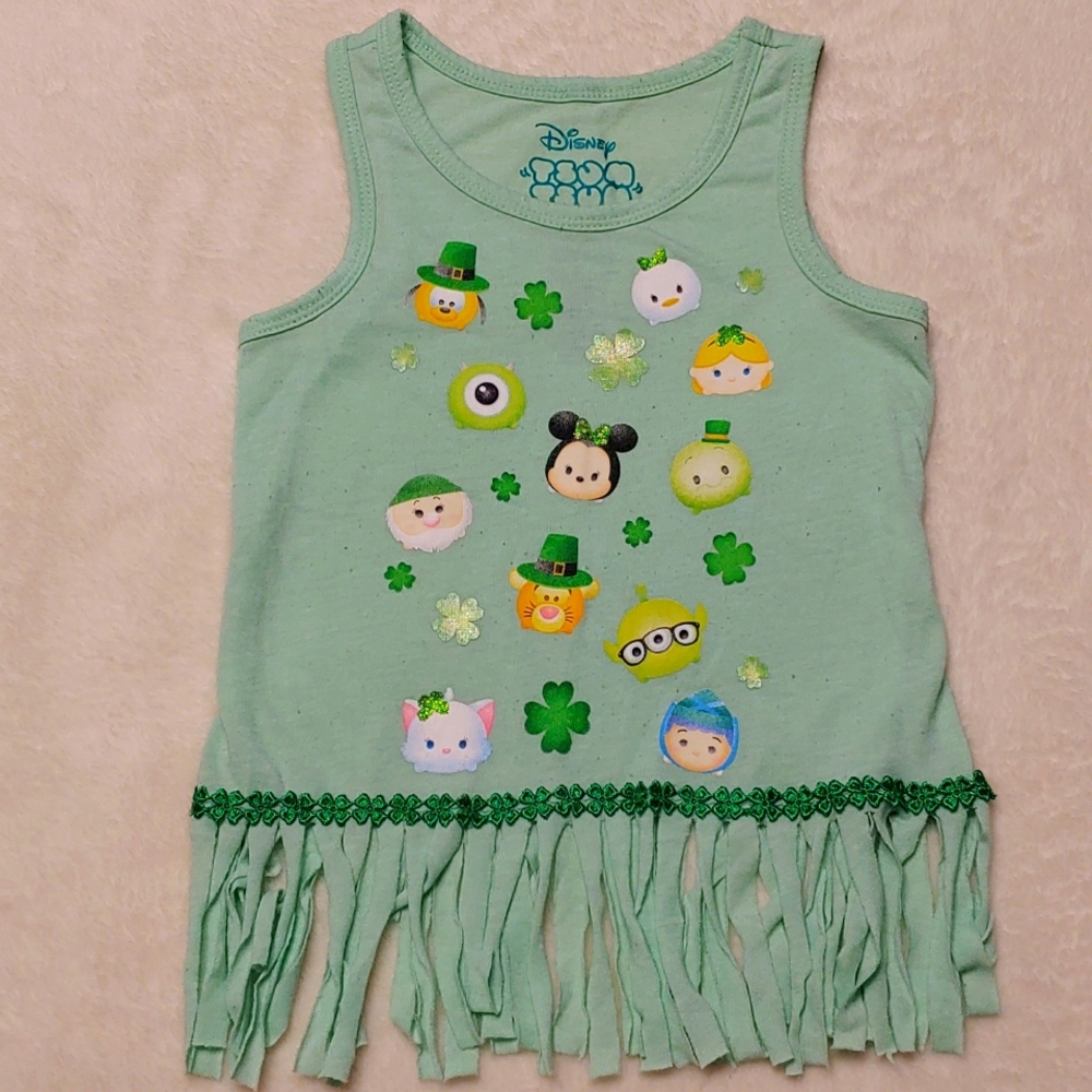 🎁 Disney Tsum Tsum St. Patrick's Day tank top girls sz XS 4/5